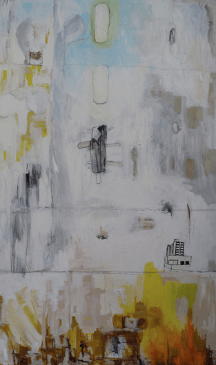 "Home," 3 x 5 feet, mixed media