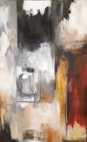 "Walking Home at Night," 30 inches x 4 feet, mixed media