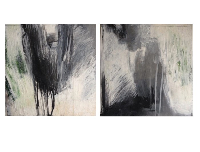 Autobiographical Fragment I and II, mixed media, 10 x 10, 2014